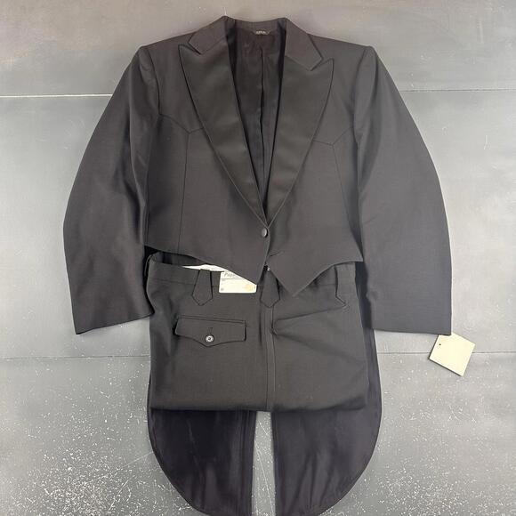 VTG Pagano West Suit Men 46R Black Cropped Tuxedo Tails Bolero 42" Waist NWT USA - Picture 2 of 16